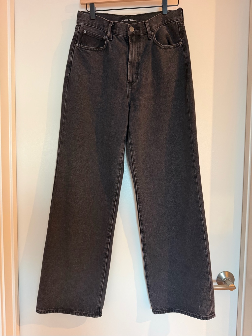 Denim Forum The Farrah Hi-Rise Wide Jean Wide Leg Jeans Black Size 28